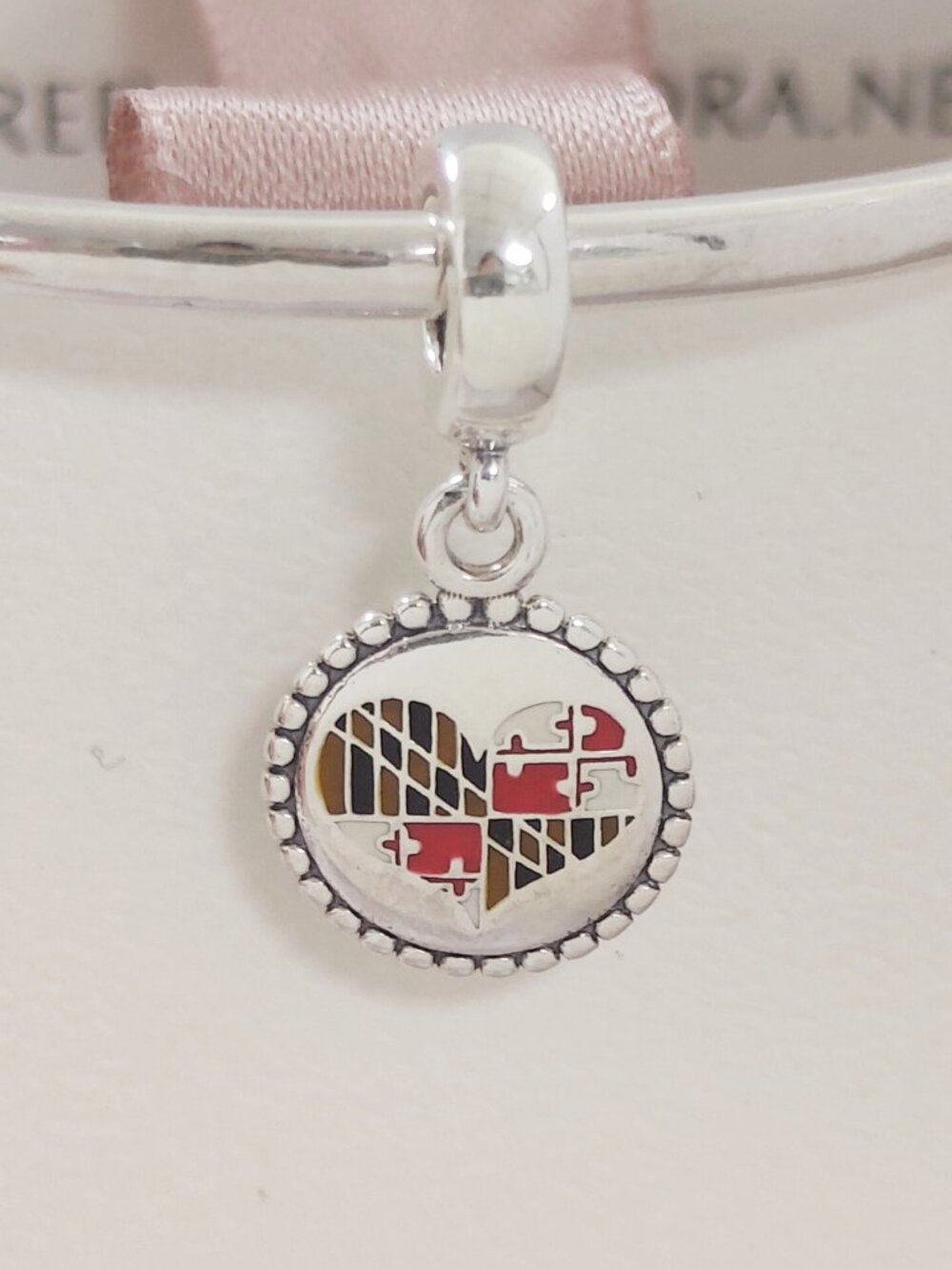Pandora Maryland Heart Flag Dangle Charm Exclusive Pendant S925 Sliver with box